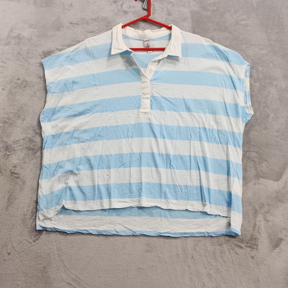 Belle Isle By Torrid Top Womens 2/2X Blue White Stripe Polo Dolman Sleeve